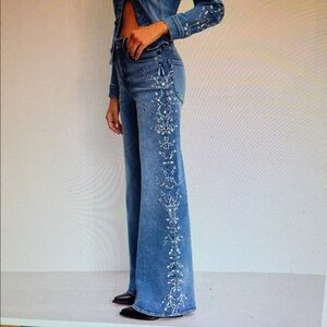 Good American women’s Dolly Crystal Wide Leg Jeans